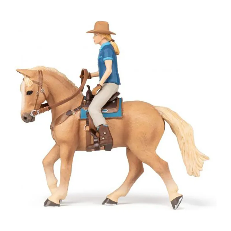 Cheval Western & sa cavalière - 16x10x19cm-1