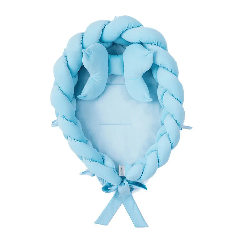 Couffin tressé + oreiller Bleu - 85x55cm-0
