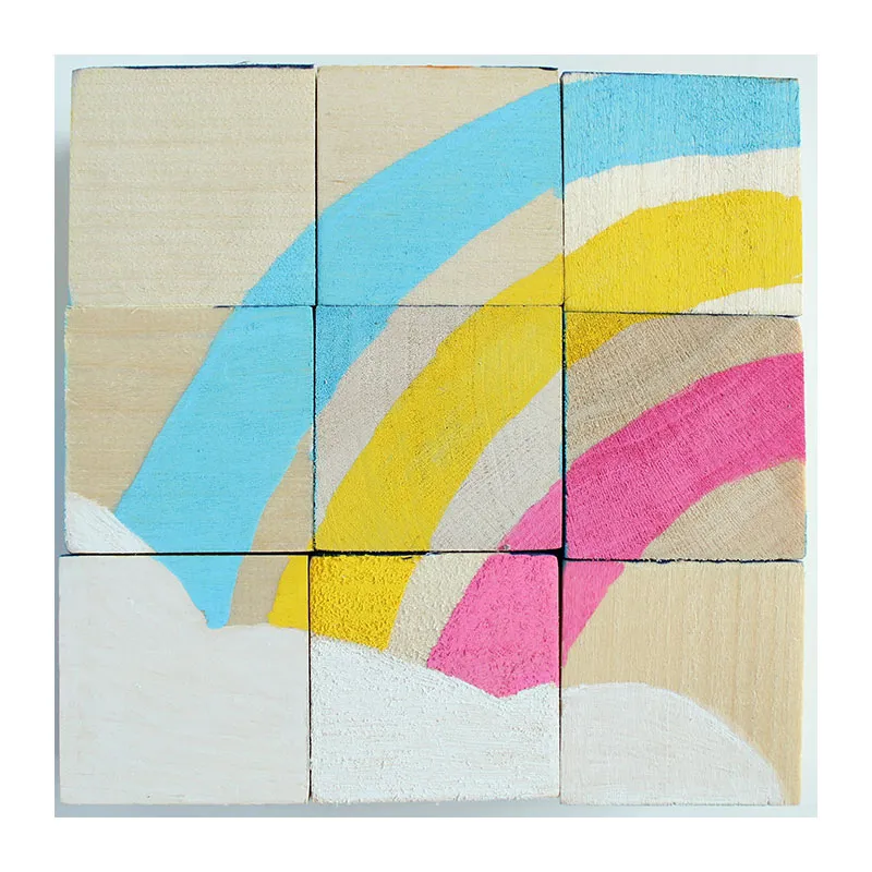 Cubes puzzle bois à décorer 4x4cm 9pcs - 3+-2