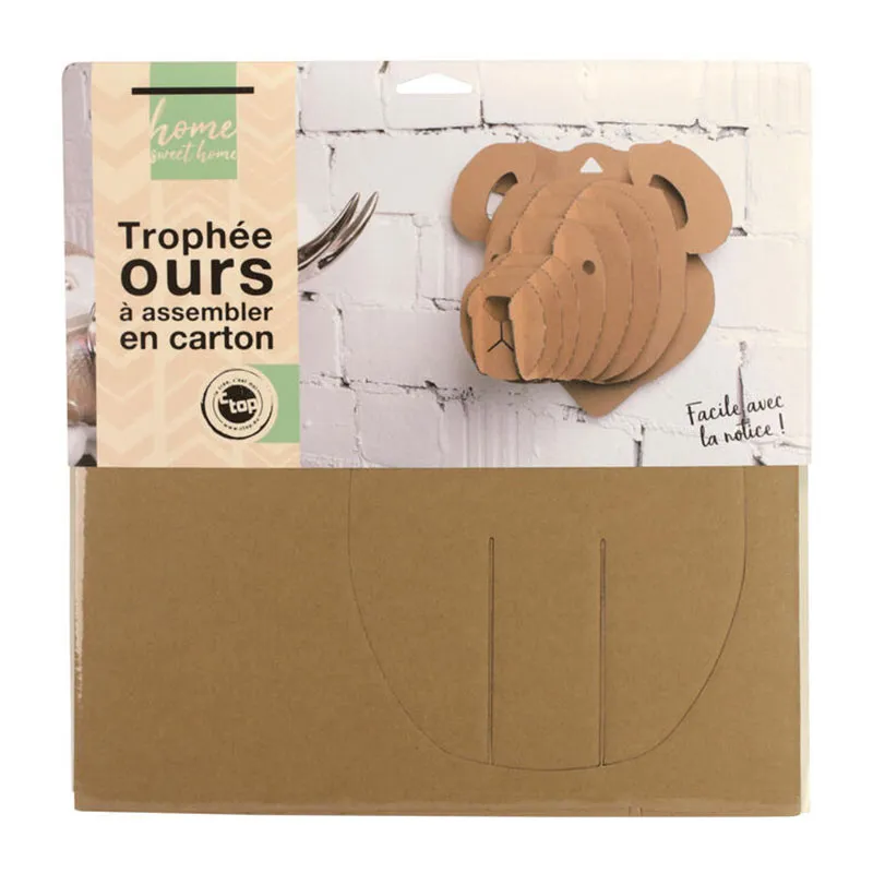 Trophée ours carton à assembler - 32x28x18cm-1