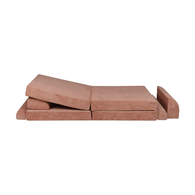 Canapé enfant Premium en velours Brique - 160x80x24cm-4