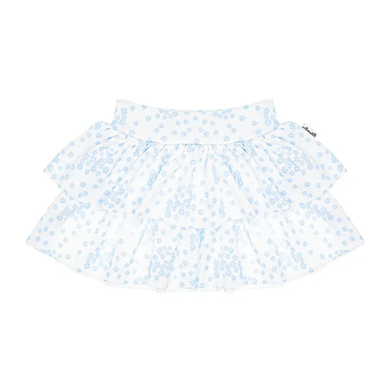 Jupe fille Fleurs - Blanc/Bleu-0