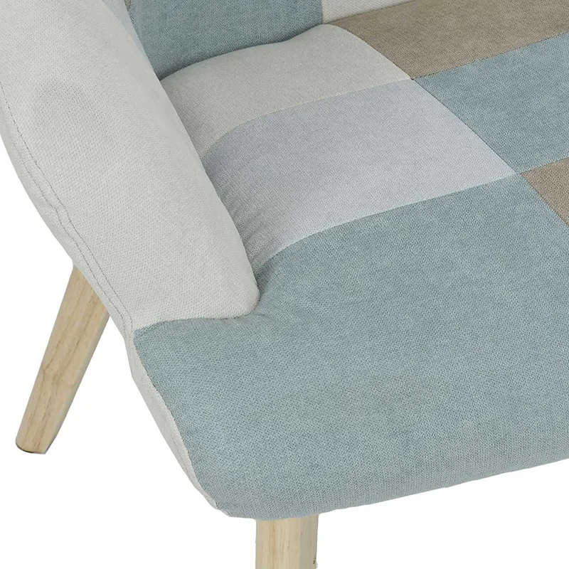 Fauteuil Helsinki Patchwork Bleu - 68x99x74cm-6
