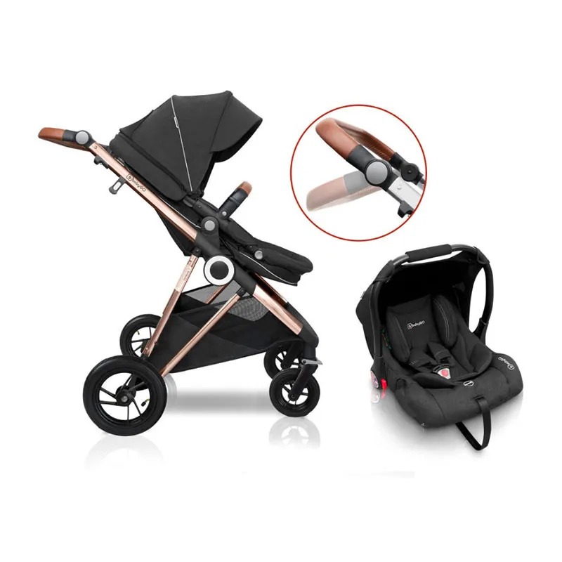 Trio Poussette transformable + Coque Gr.0+ Halime Air Anthracite/Gold - 0m+-8