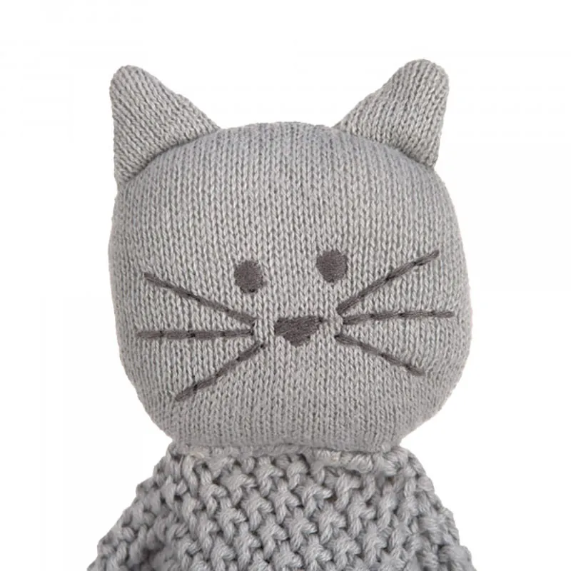 Doudou plat Tricoté Chat Gris - 0m+-1