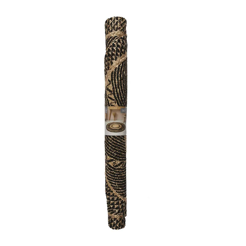 Tapis rond Jute Coton Noir Beige - ø90cm-3