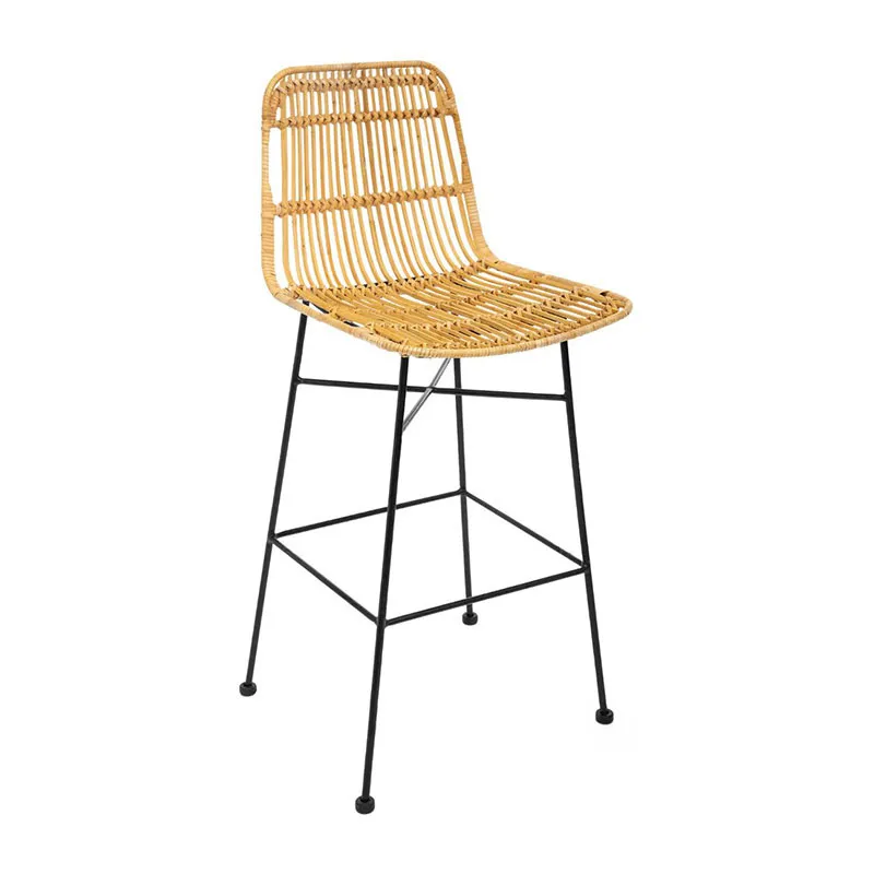 Chaise de bar Fer & Rotin - 48x43x100cm-0