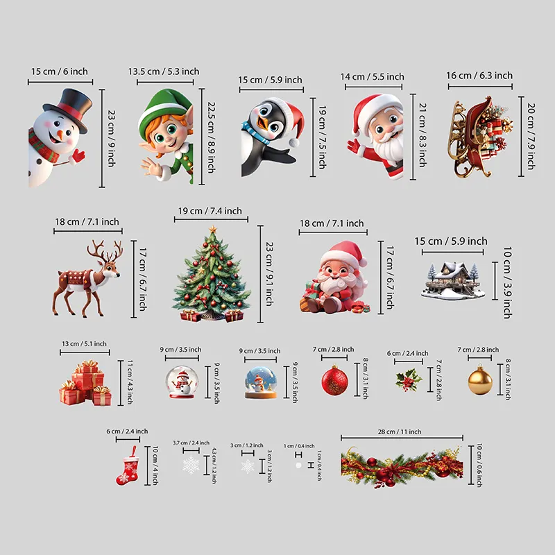 Stickers - Père-Noël, ses amis & flocons de neige-6