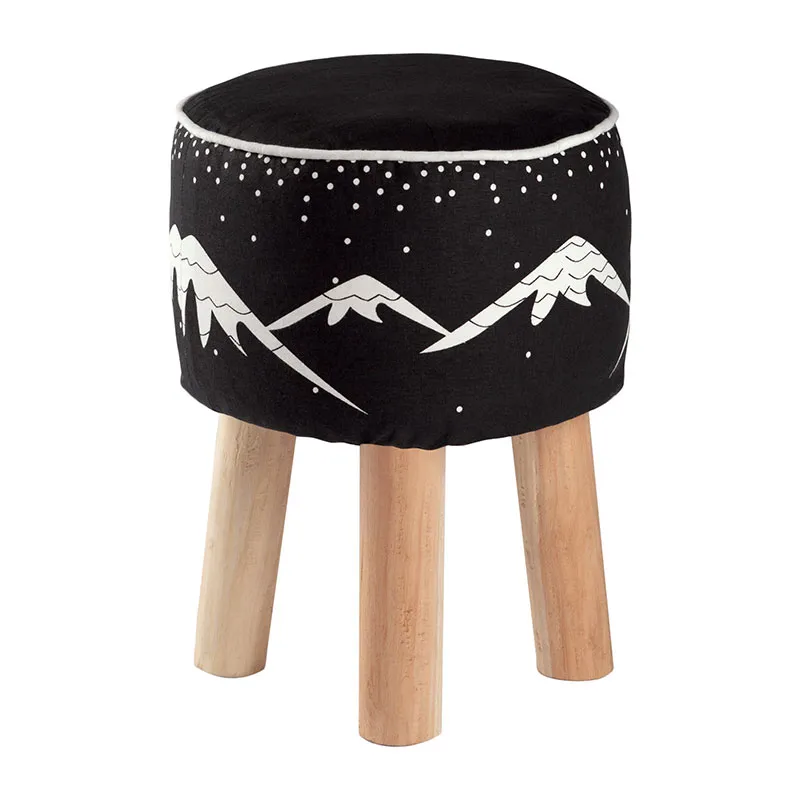 Tabouret Aspen Bois/Coton - 40x40x30cm-0