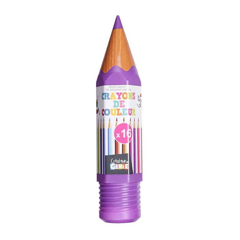 Trousse crayon + 16 crayons de couleurs Aléa. - 0,8x0,8x17,5cm-2