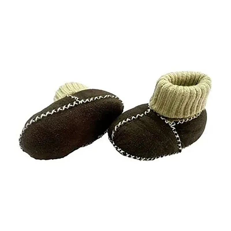 Chaussons bébé Cuir suédé Agneau - Marron/Noir - ALTABEBE-0