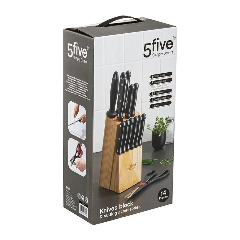 Bloc 11 couteaux avec aiguiseur & ciseau - 13,5x10,2x34cm-4
