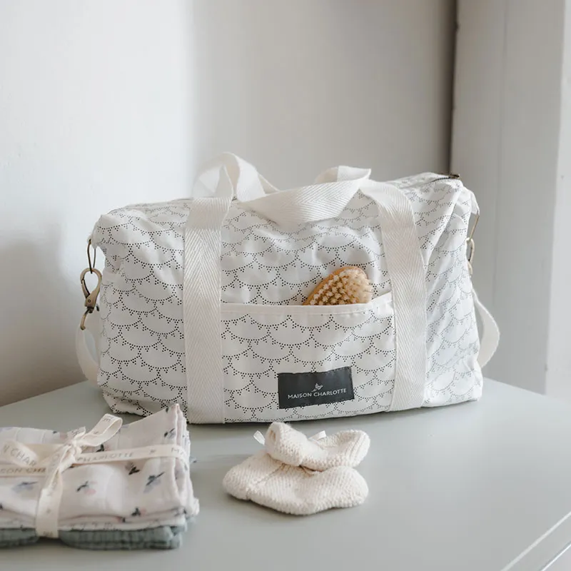 Sac à langer Coton BIO Canevas Rivoli - Bleu prestige-0