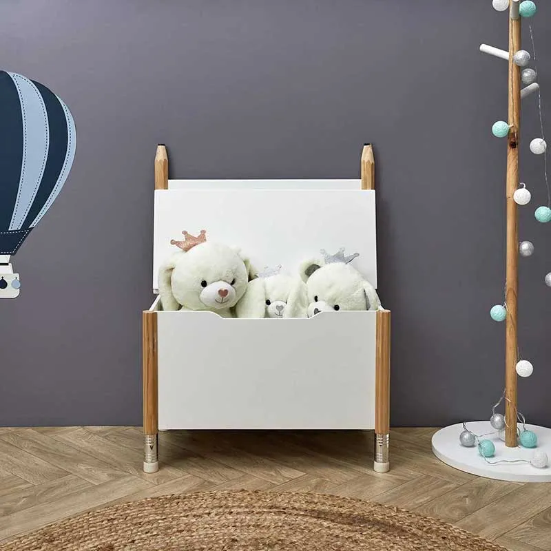 Banc coffre Crayon Bois/Blanc - 60x80x34cm-6