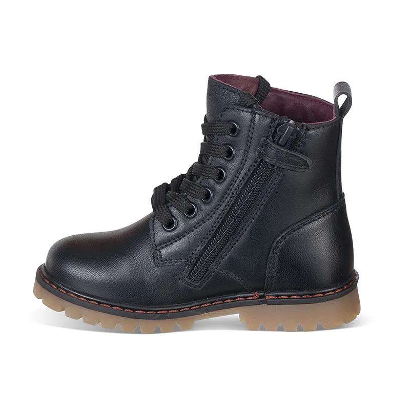 Chaussures hautes zippées Cœur Cuir - Noir-2