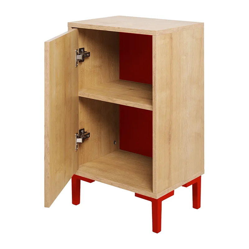 Table de chevet Rouge/Bois - 65x30x40cm-2
