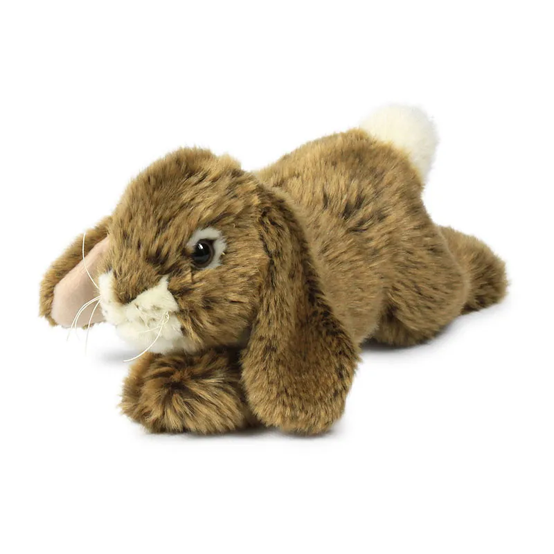 Peluche Lapin couché Marron - 18cm-0