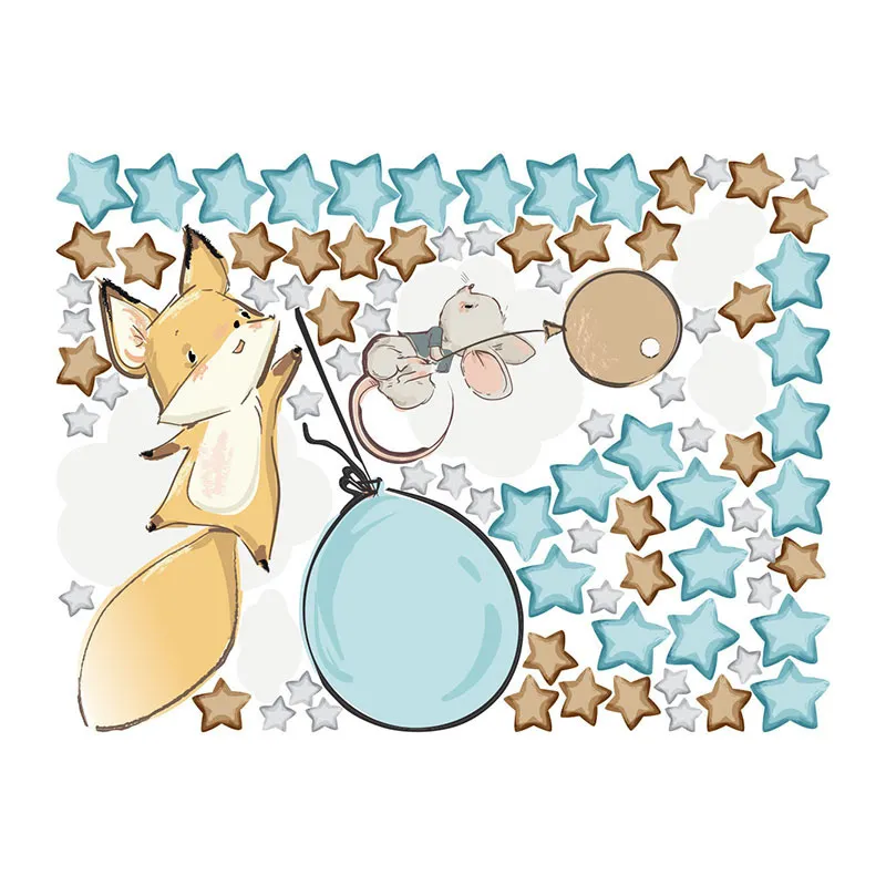 Stickers - Renard et souris volant + 80 étoiles-3