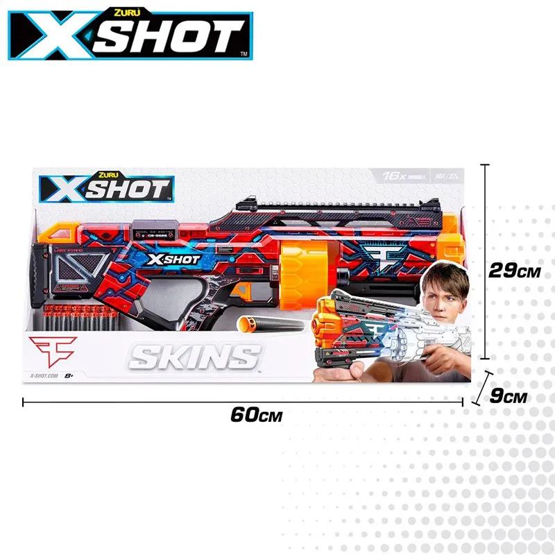 Pistolet + 16 munitions Skins X-Shot Aléatoire - 8+-4