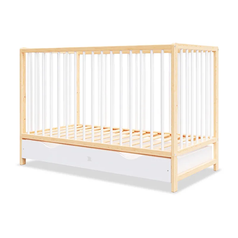 Lit Bébé évolutif + tiroir Mathis Bois/Blanc - 60x120cm-2