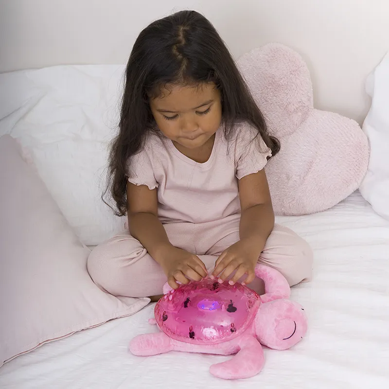 Peluche veilleuse Musicale Tortue Rose - 30x20x8cm-5
