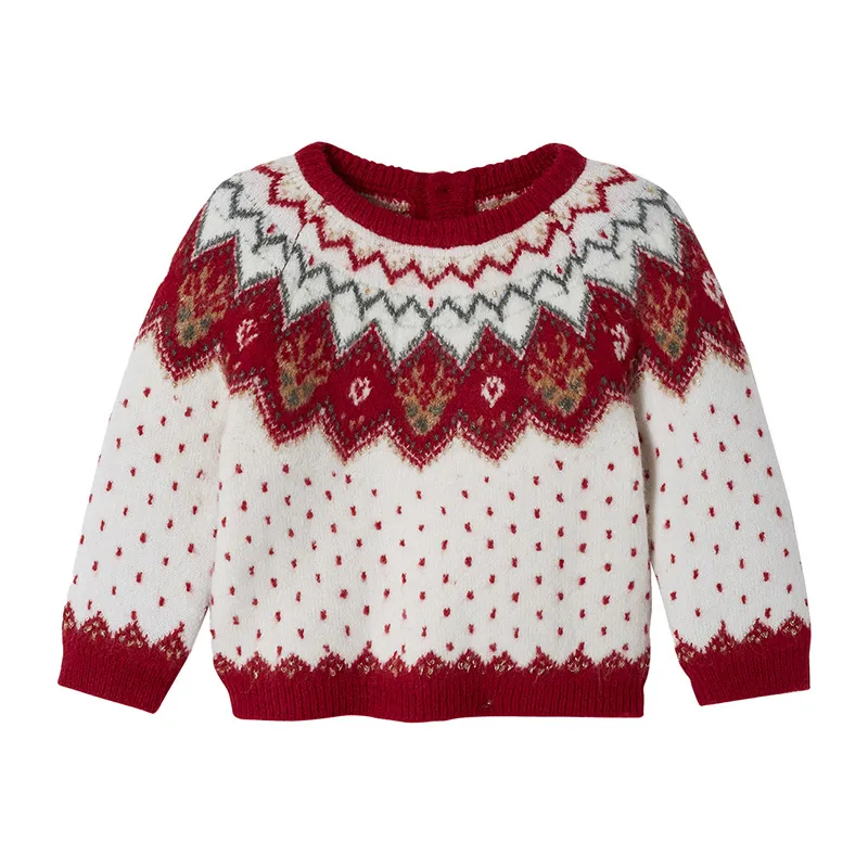 Pull de noël Jacquard molleton - Rouge/Écru-0