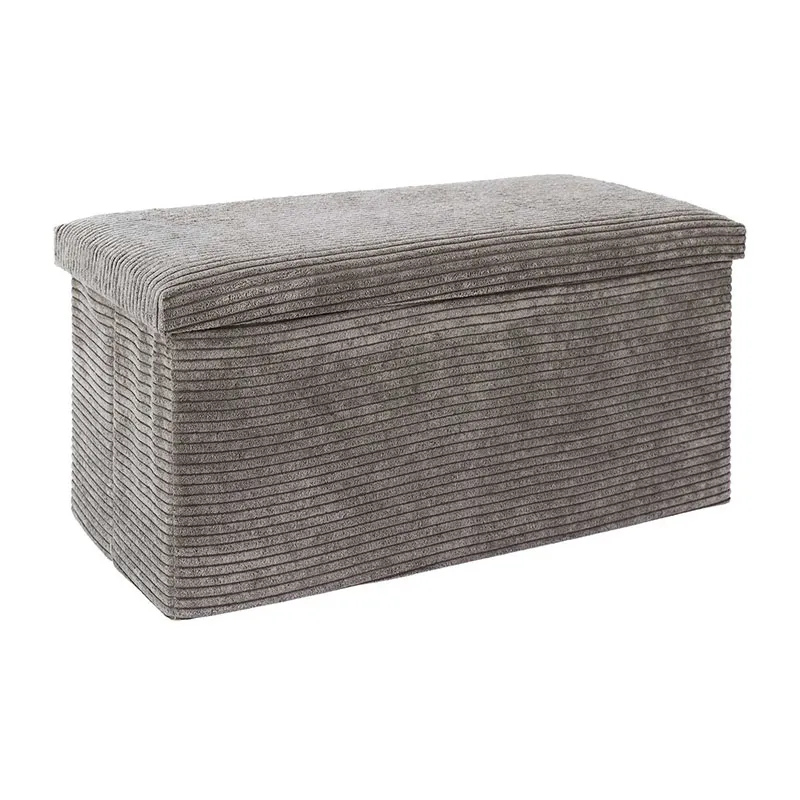 Coffre Banc Pliable Cotelé Scott Taupe - 76x8x38cm-2