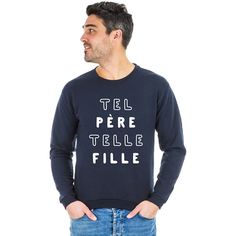 Sweat Homme Tel père telle fille mpt - Navy-0