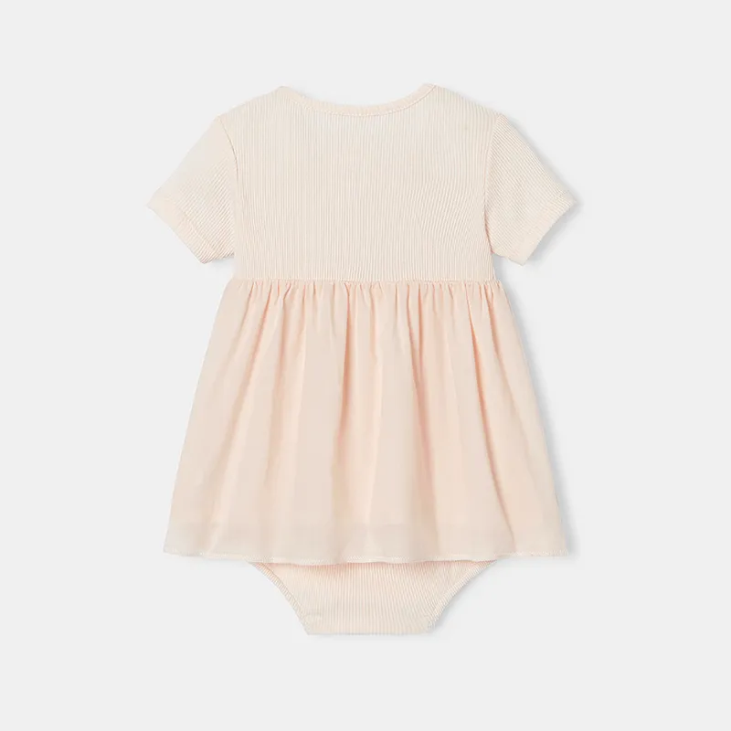 Robe MC + Bloomer Coton BIO Fille - Rose poudre-1