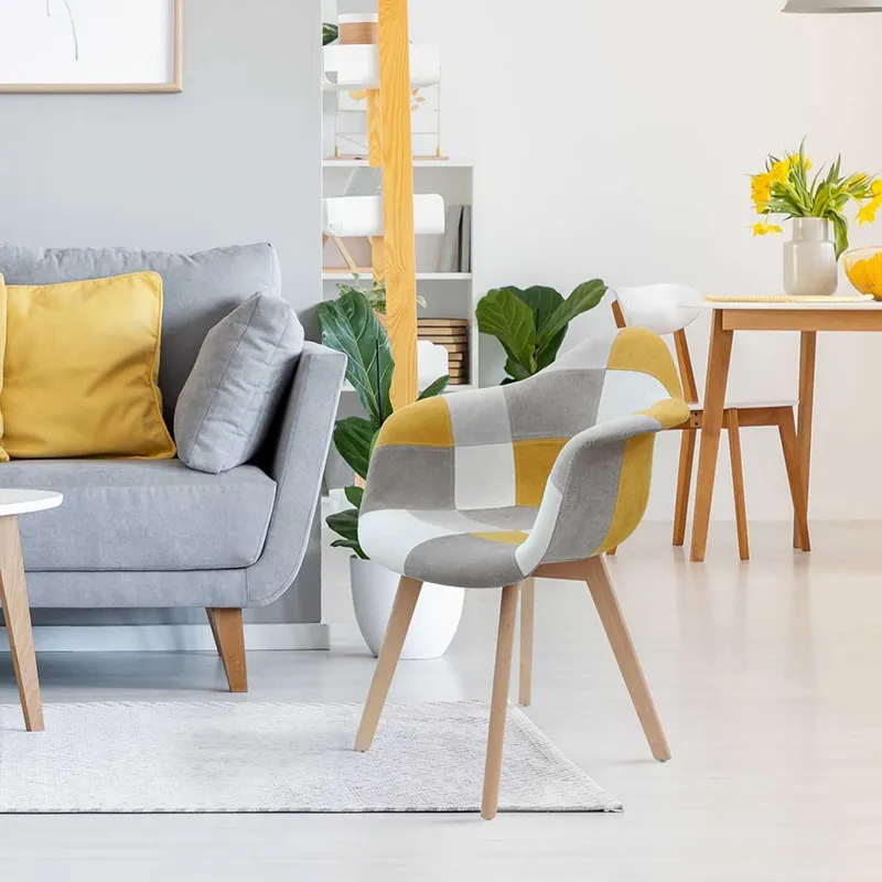 2 Fauteuils patchwork Jaune - 59x64.5x85cm-0