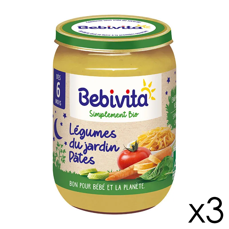3 Pots Légumes du jardin Pâtes BIO Bebivita - 3x190g-0