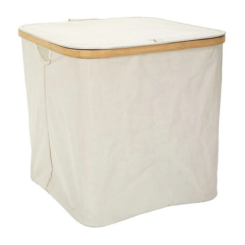Panier de rangement Carré Bambou/Gris - 38x38x38cm-0