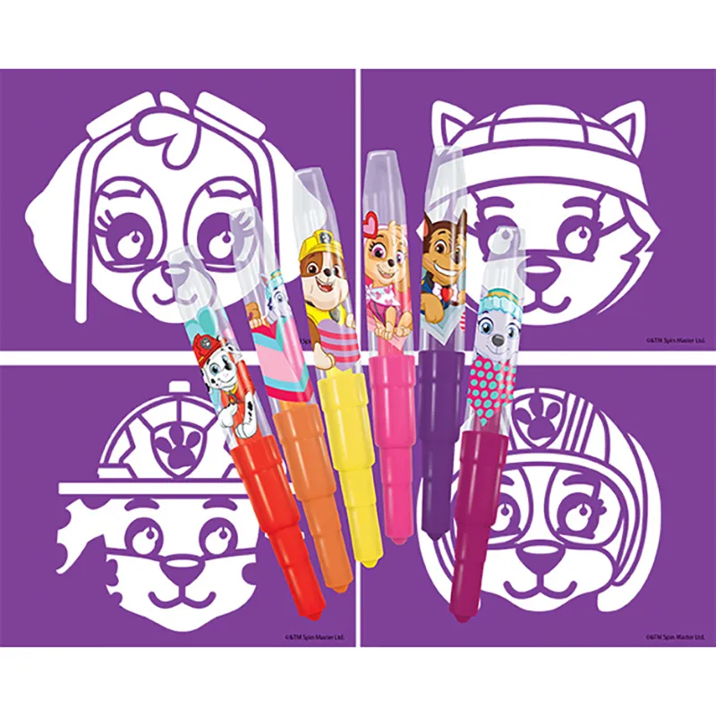 Feutres aéro. Pat'Patrouille Violet 6pcs + 4 pochoirs - 36m+-1