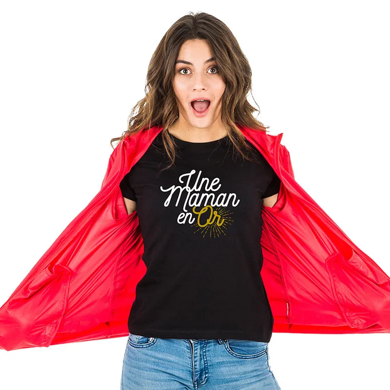 T-shirt Femme BIO Maman en or - Noir-0