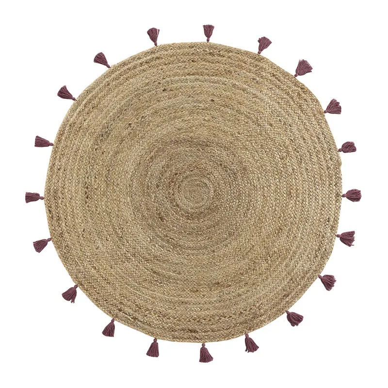 Tapis rond Jute Shira Bordeaux - ø120cm-0