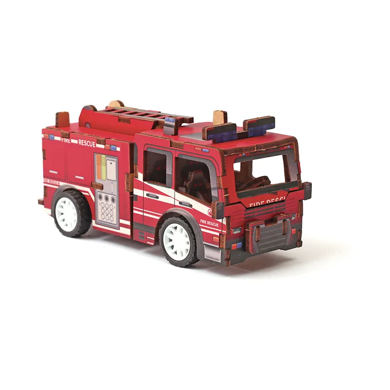 Maquette 3D bois Véhicule Camion de pompier - 8+-5