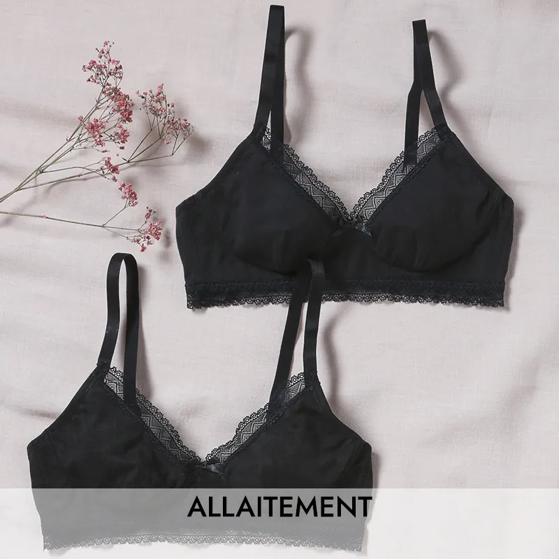 2 Soutien-gorge de grossesse Triangle sans armatures - Noir-0