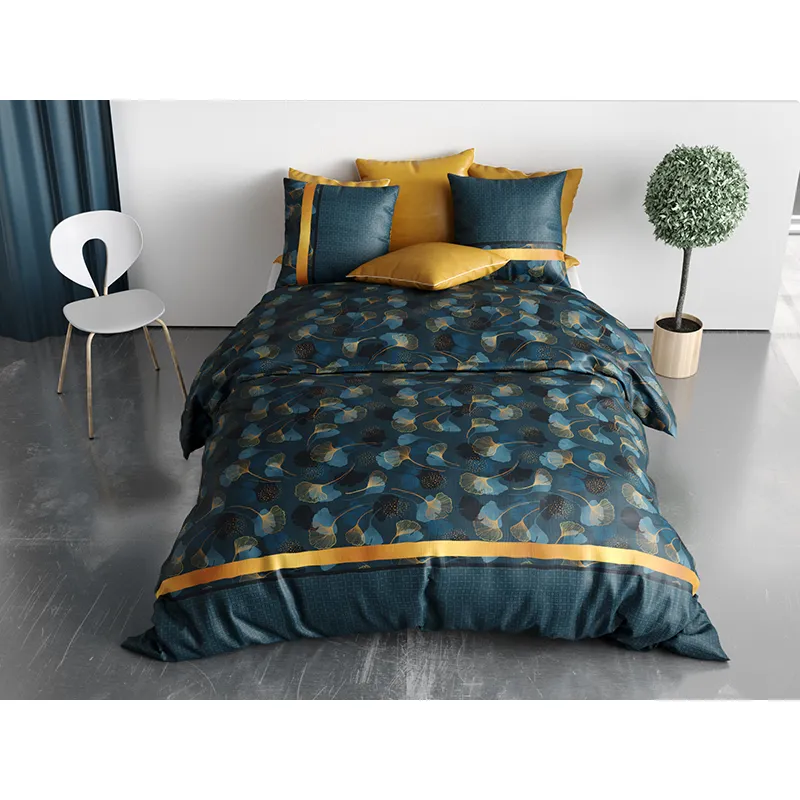 Parure 3pcs Coton Ginko Bleu-1