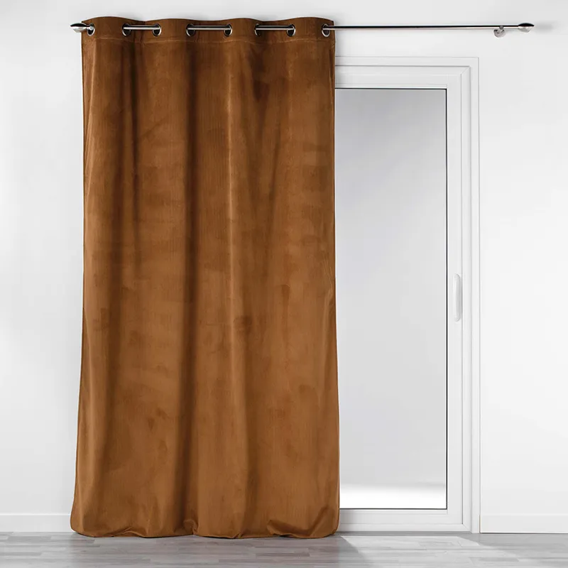 Rideau à Oeillets velours cotelé Casual Camel - 140x260cm-1