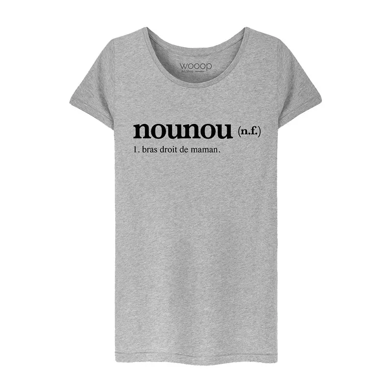 T-shirt Femme BIO Nounou definition - Gris chiné-0