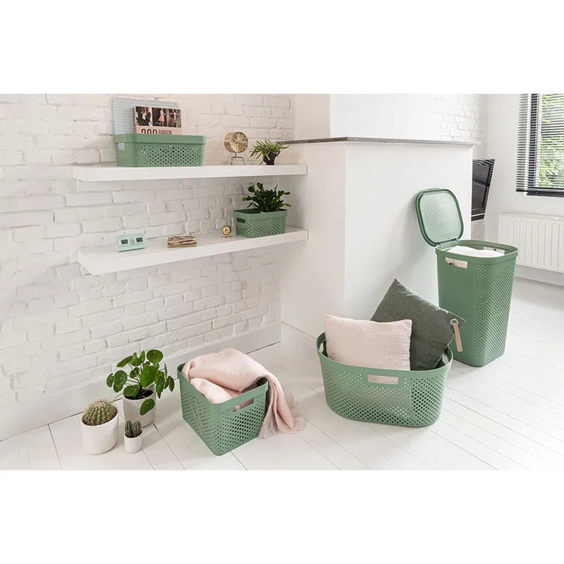 Corbeille à linge recyclé Infinity dots Vert - 40L-1