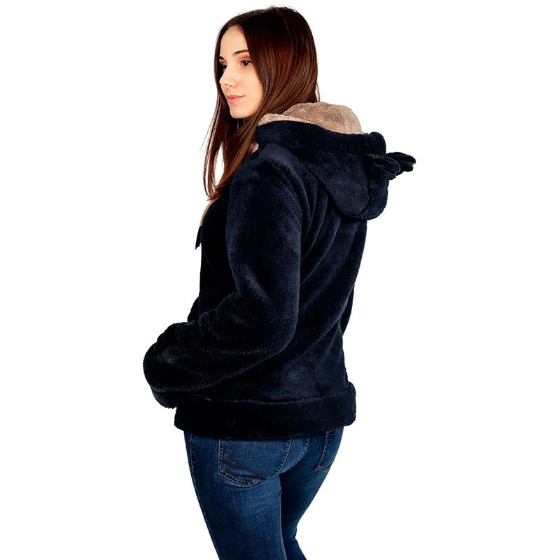 Veste polaire à oreilles Sweety Femme - Noir/Camel - NIRVANA-4