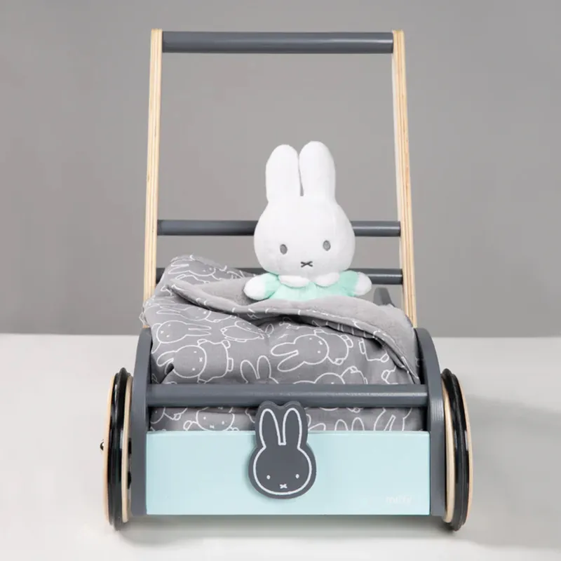 Trotteur Bébé Lapins Bois avec Frein Gris - 29x56x45cm-1