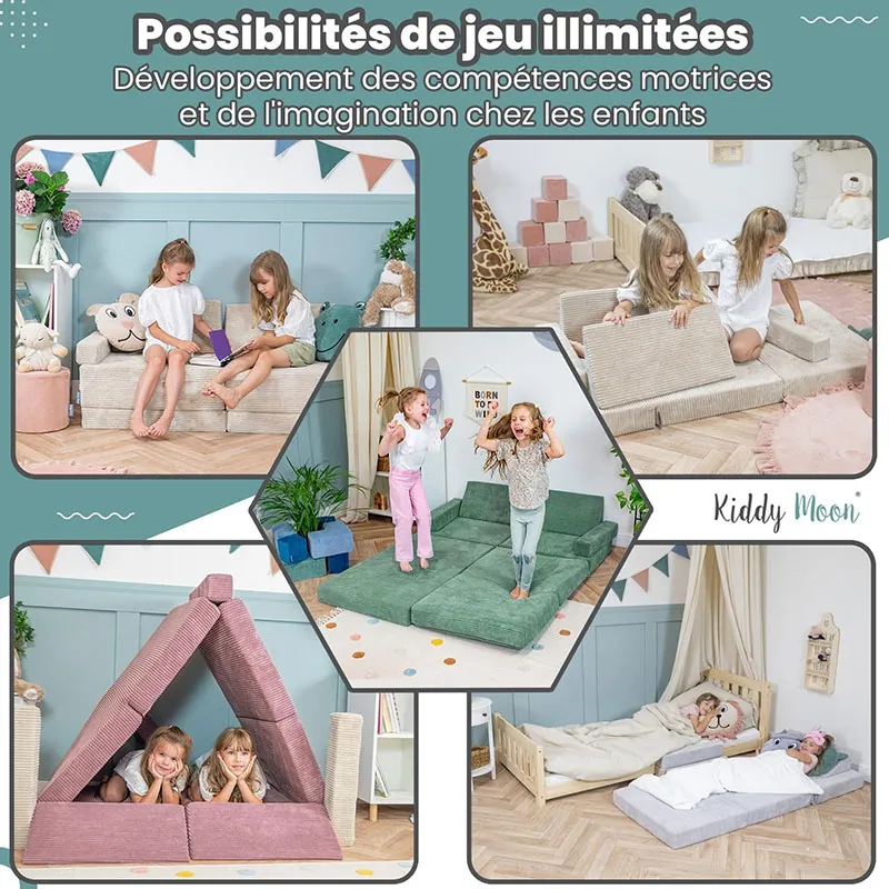 Canapé pliant pour enfant Vert - 110x70x30cm-3