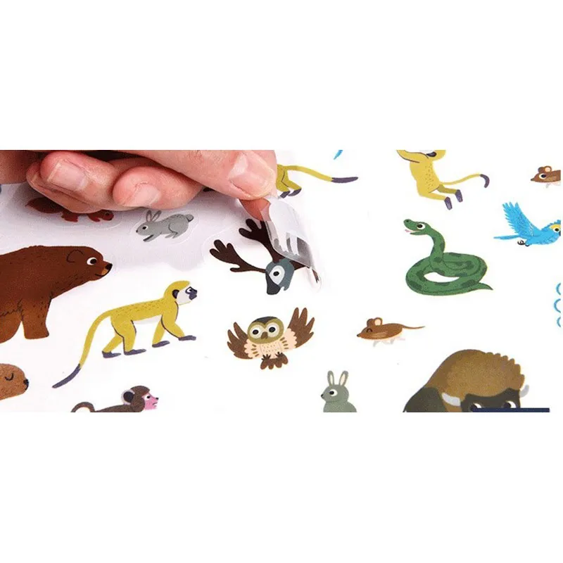 Stickers réutilisables Animaux 200pcs - 36m+-6