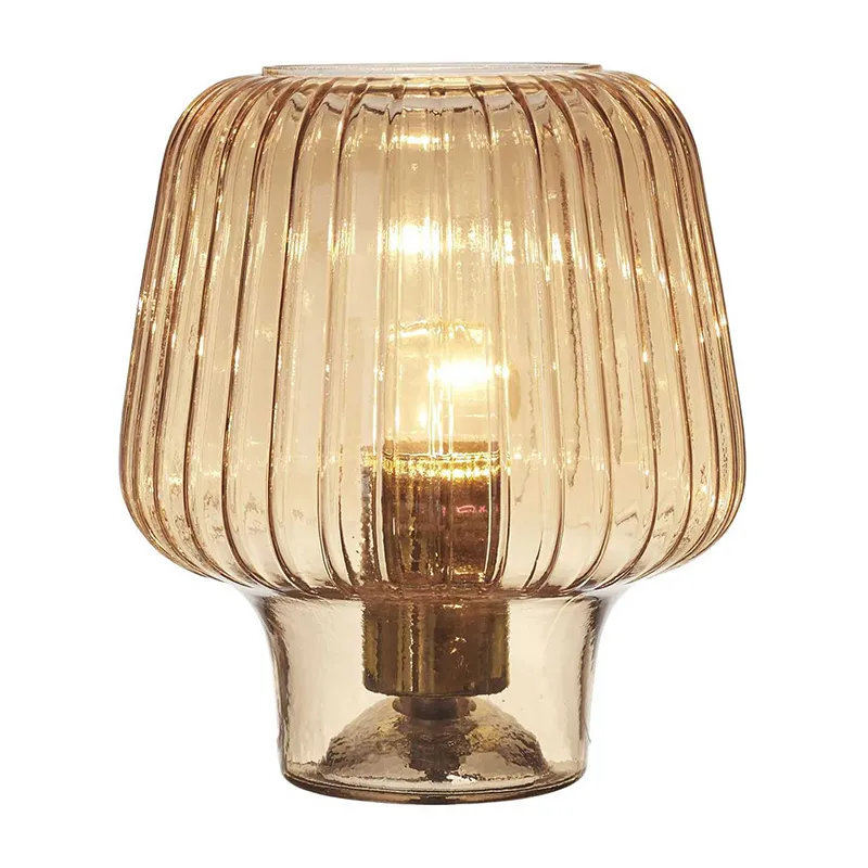 Lampe à poser Verre Fumé Marron - 18x21cm-2