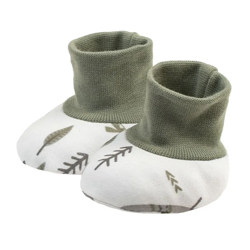 Chaussons coton Indien - Blanc/Gris/Vert-0