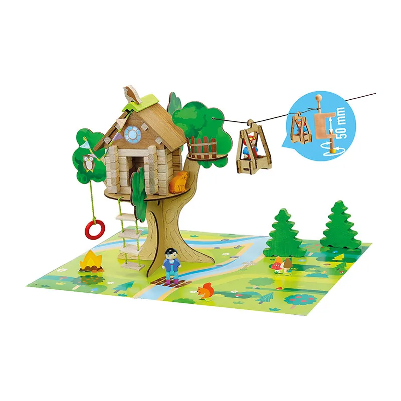 La cabane perchée et sa tyrolienne à construire 70pcs - 5+-1