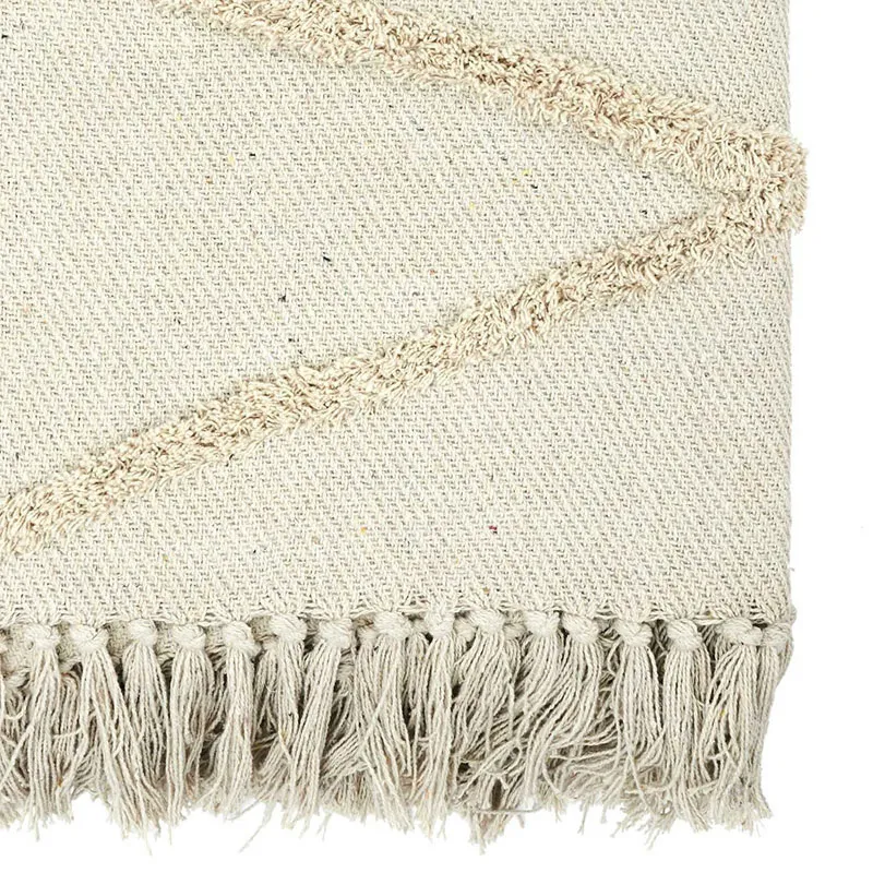 Plaid Ethnique Beige Losange écru - 150x120cm-3