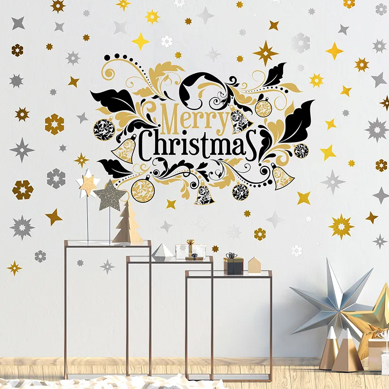 Stickers - Joyeux Noël + flocons métalisés-1